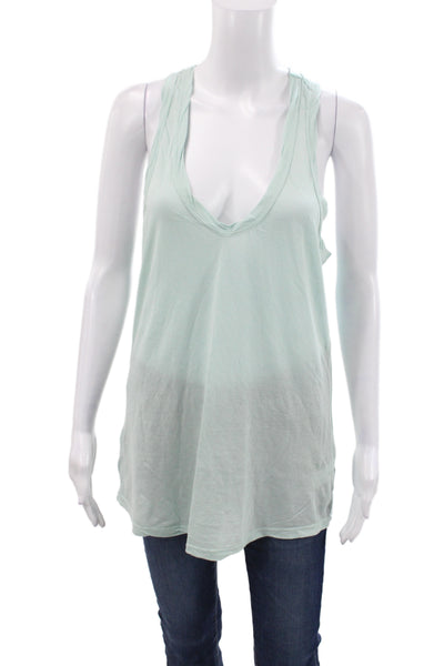 Standard James Perse Women Basic Green Cotton Scoop Neck Sleeveless Tank Size 2