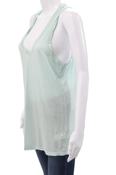 Standard James Perse Women Basic Green Cotton Scoop Neck Sleeveless Tank Size 2