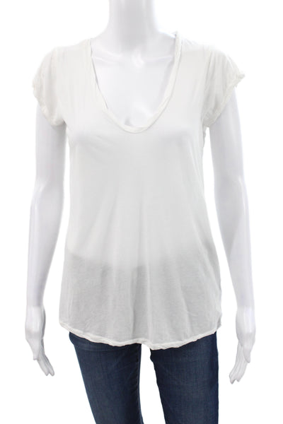 Standard James Perse Women White Scoop Neck T-Shirt Cotton Short Sleeve Size 0