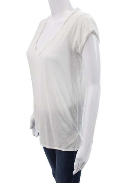 Standard James Perse Women White Scoop Neck T-Shirt Cotton Short Sleeve Size 0