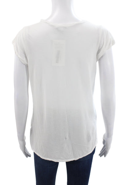 Standard James Perse Women White Scoop Neck T-Shirt Cotton Short Sleeve Size 0