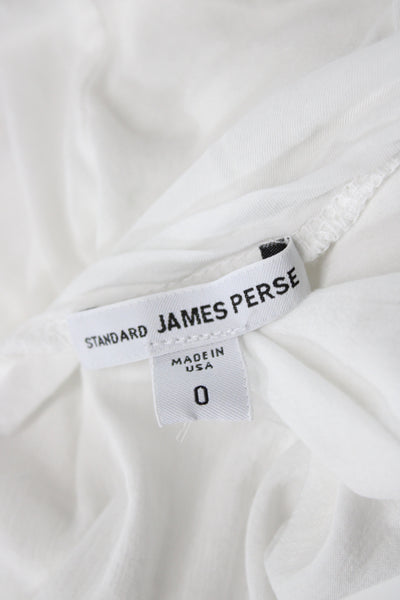 Standard James Perse Women White Scoop Neck T-Shirt Cotton Short Sleeve Size 0