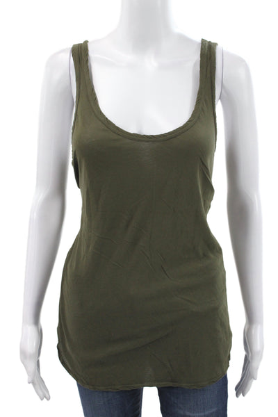 Standard James Perse Women Green Cotton Scoop Neck Sleeveless Basic Tank Size 3