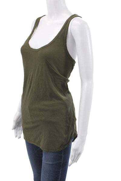 Standard James Perse Women Green Cotton Scoop Neck Sleeveless Basic Tank Size 3