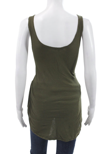 Standard James Perse Women Green Cotton Scoop Neck Sleeveless Basic Tank Size 3
