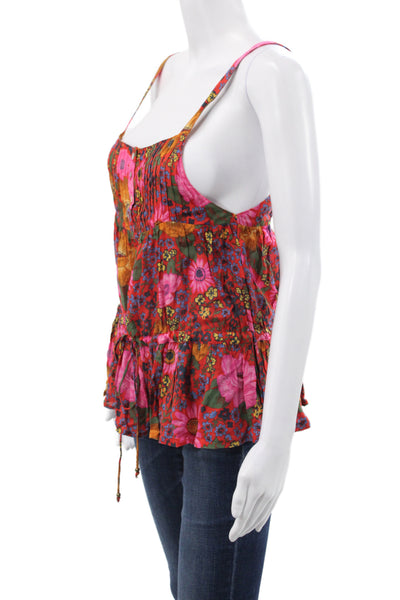 Spell And The Gypsy Women Boho Floral Rayon Camisole Scoop Neck Button Size S