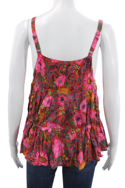 Spell And The Gypsy Women Boho Floral Rayon Camisole Scoop Neck Button Size S