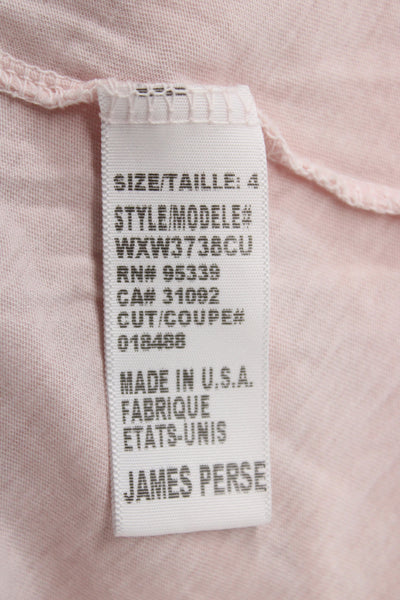 Standard James Perse Women Pink Supima Cotton V-Neck Long Sleeve Tee Size 4