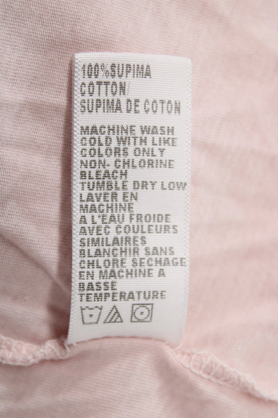 Standard James Perse Women Pink Supima Cotton V-Neck Long Sleeve Tee Size 4
