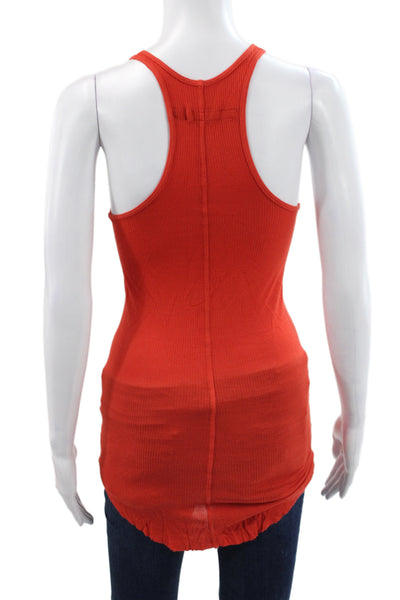 Enza Costa Women Basic Ribbed Scoop Neck Sleeveless Tank Red Size S