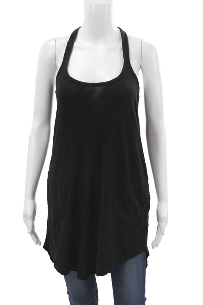 ATM Womens Tunic Tank Top Black Cotton Scoop Neck Sleeveless Size XS