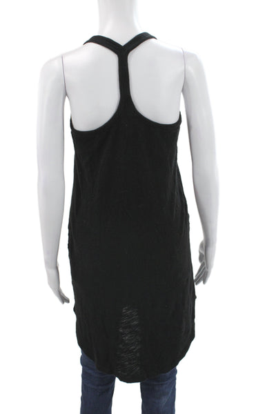 ATM Womens Tunic Tank Top Black Cotton Scoop Neck Sleeveless Size XS