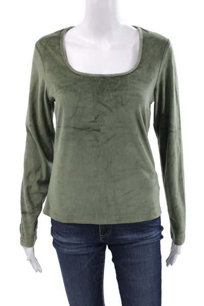 Standard James Perse Women Basic Green Square Neck Long Sleeve Tee Size 3