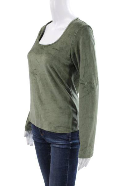 Standard James Perse Women Basic Green Square Neck Long Sleeve Tee Size 3