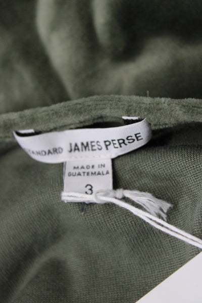 Standard James Perse Women Basic Green Square Neck Long Sleeve Tee Size 3