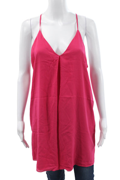Alice + Olivia Women Pink Silk V-Neck Camisole Sleeveless Summer Size M