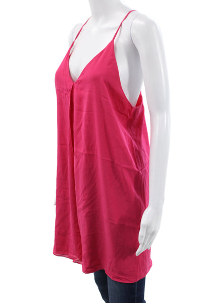 Alice + Olivia Women Pink Silk V-Neck Camisole Sleeveless Summer Size M
