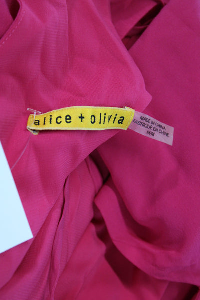 Alice + Olivia Women Pink Silk V-Neck Camisole Sleeveless Summer Size M