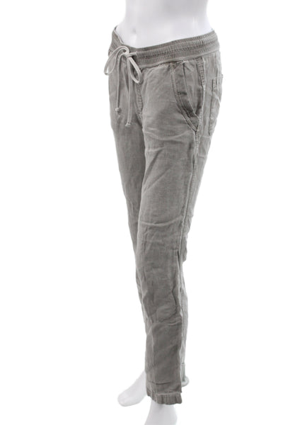 Standard James Perse Womens Jogger Pants Gray Linen Drawstring Size 0