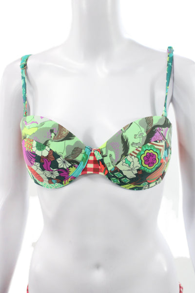 Boys + Arrows Womens Gingham Floral Bikini Bottom Beige Size S