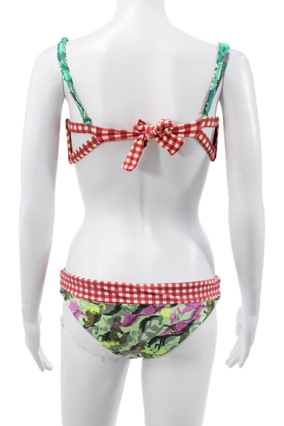 Boys + Arrows Womens Gingham Floral Bikini Bottom Beige Size S