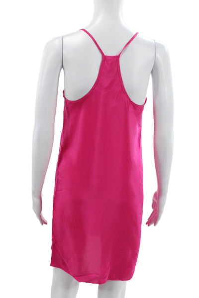 Amanda Uprichard Women Pink Silk V-Neck Slip Dress Party Short Size XS