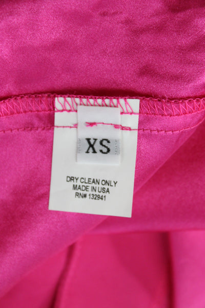 Amanda Uprichard Women Pink Silk V-Neck Slip Dress Party Short Size XS