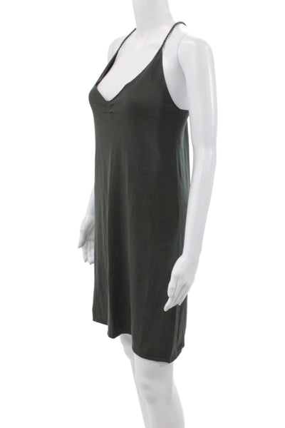 Zadig & Voltaire Womens Slip Dress Green Cotton V-Neck Sleeveless Size M