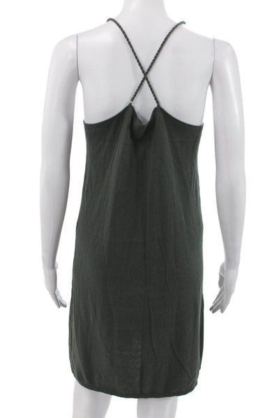 Zadig & Voltaire Womens Slip Dress Green Cotton V-Neck Sleeveless Size M