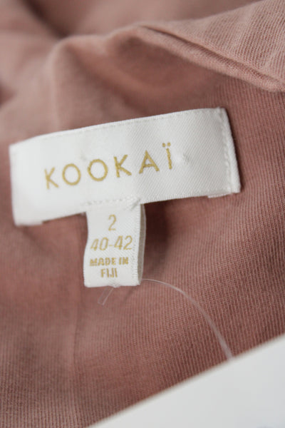 Kookai Women Bodycon Pink Cotton V-Neck Sleeveless Midi Dress Size 2