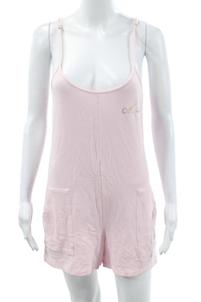Monrow Womens Pink Sleeveless Scoop Neck Romper Wedding Size S