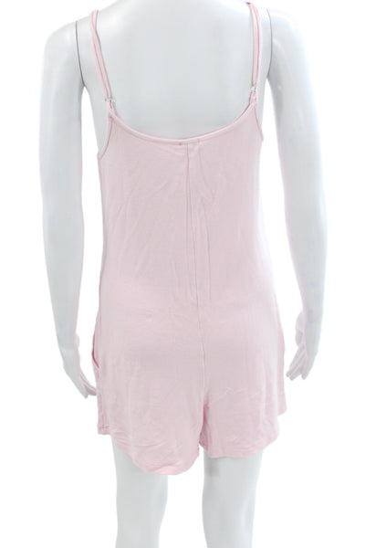 Monrow Womens Pink Sleeveless Scoop Neck Romper Wedding Size S