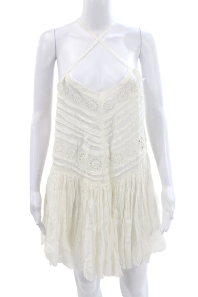 FP One by Free People Women Mini White Halter Cotton Sleeveless Dress Size M