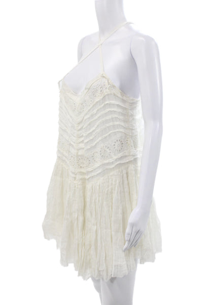 FP One by Free People Women Mini White Halter Cotton Sleeveless Dress Size M