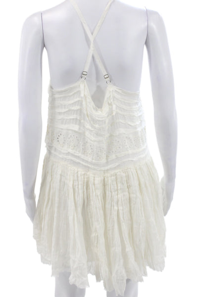FP One by Free People Women Mini White Halter Cotton Sleeveless Dress Size M