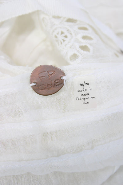 FP One by Free People Women Mini White Halter Cotton Sleeveless Dress Size M