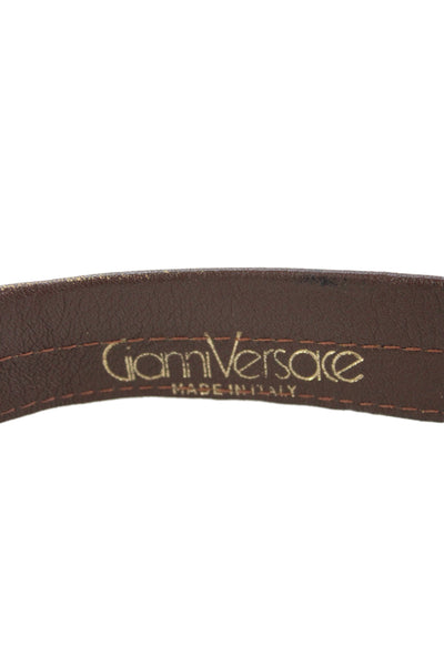 Anthropologie Womens Leather Silver-Tone Buckle Skinny Belt Brown Size Small