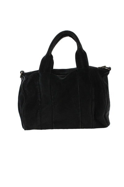 Alexander Wang Womens Textured Leather Studded Medium Satchel Handbag Black