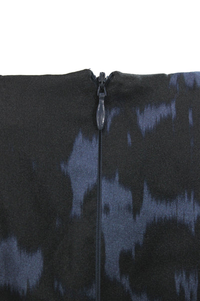Elie Tahari Women Black Silk Animal Print Sleeveless Zip Blouse Size S