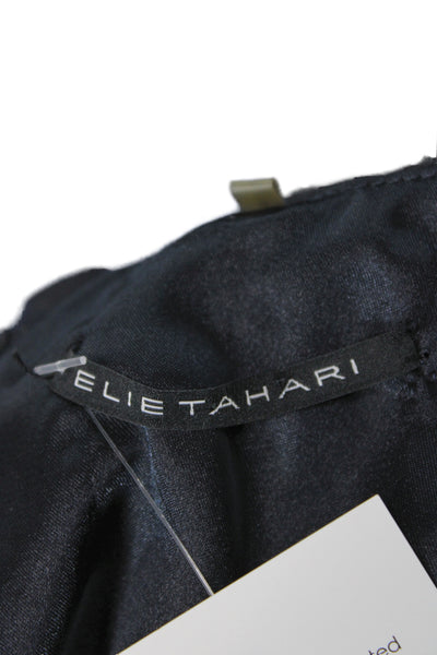 Elie Tahari Women Black Silk Animal Print Sleeveless Zip Blouse Size S