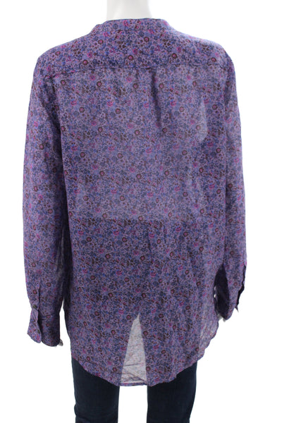 Parker Womens Tunic Black Floral V Neck Long Sleeve Silk Blend Size 2XS