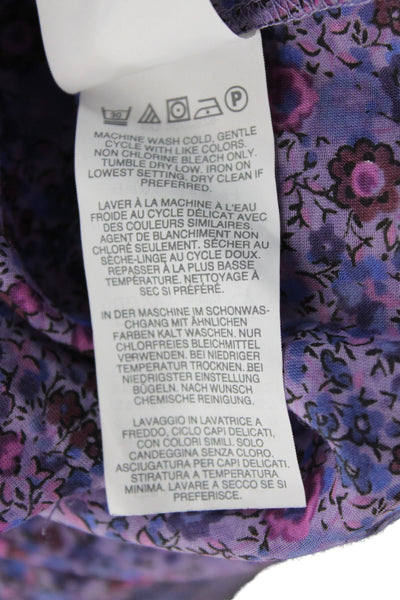 J Crew Womens Purple Floral Henley Tunic Blouse Long Sleeve Button Size 12