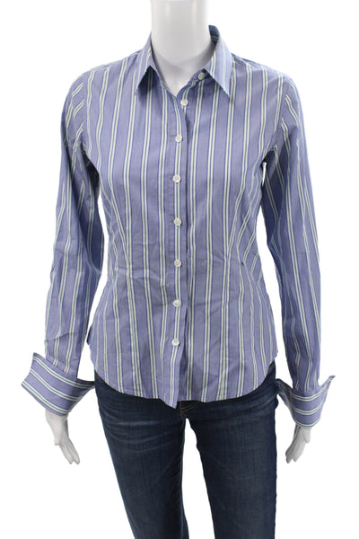 Thomas Pink Womens Striped Cotton Button Up Collared Long Sleeve Shirt Size 8