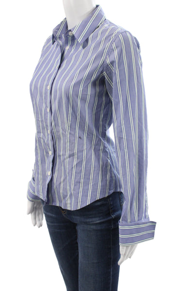 Thomas Pink Womens Striped Cotton Button Up Collared Long Sleeve Shirt Size 8