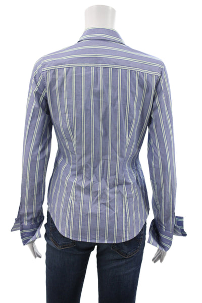 Thomas Pink Womens Striped Cotton Button Up Collared Long Sleeve Shirt Size 8
