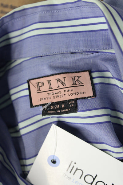 Thomas Pink Womens Striped Cotton Button Up Collared Long Sleeve Shirt Size 8