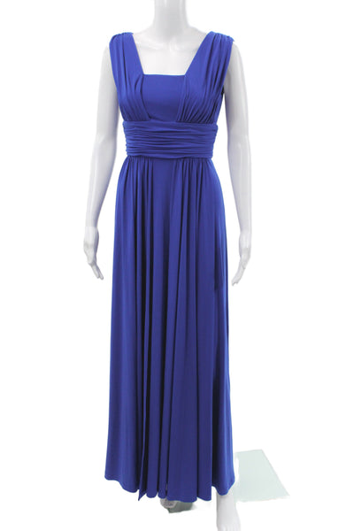 Calvin Klein Women Maxi Dress Blue Square Neck Sleeveless Long Size 2