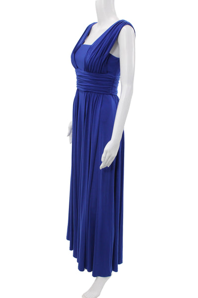 Calvin Klein Women Maxi Dress Blue Square Neck Sleeveless Long Size 2