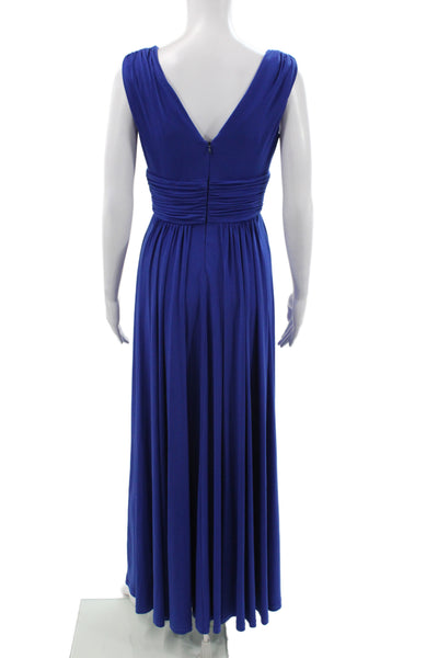 Calvin Klein Women Maxi Dress Blue Square Neck Sleeveless Long Size 2