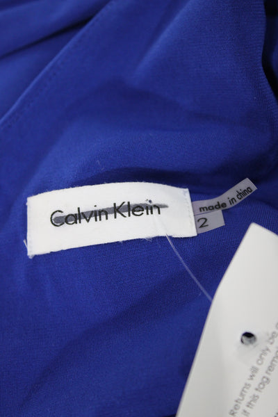 Calvin Klein Women Maxi Dress Blue Square Neck Sleeveless Long Size 2